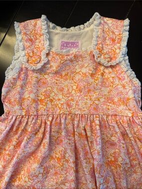 Pink & Orange Floral Ruffle-Trim Girls' Casual Dress